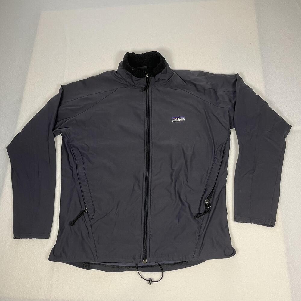 Vintage Patagonia Jacket Womens L Gray Full Zip Soft Shell Fleece Lined Outdoor